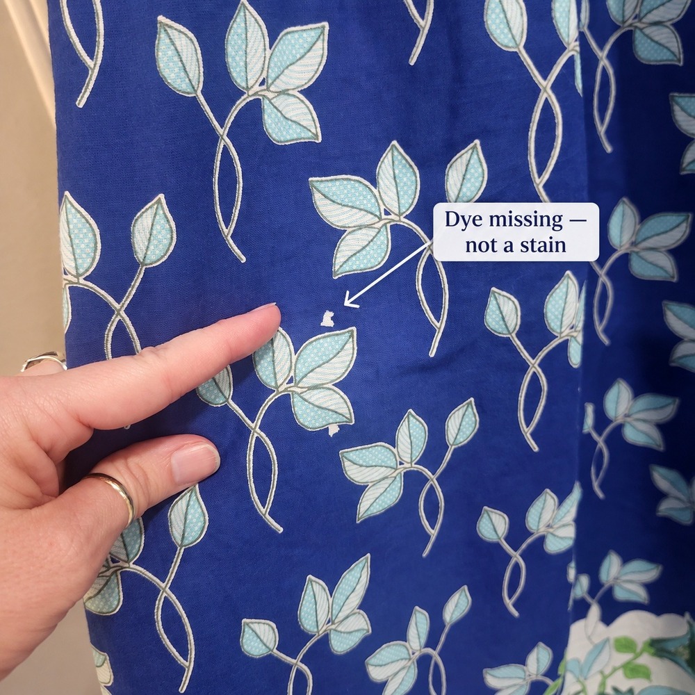 Easy Essentials Blue Floral Cotton Muumuu House Dress Pockets Plus Size 3X - Picture 7 of 8
